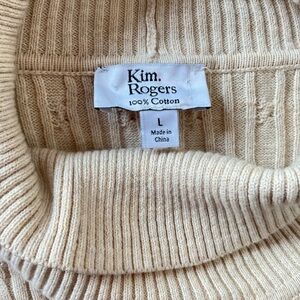 Kim Rogers 100% Cotton Cream Turtleneck Sweater Size Large